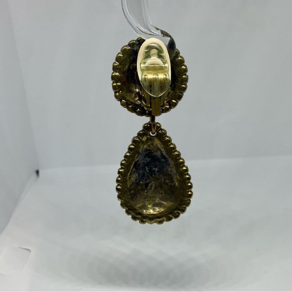 Edouard Rambaud Clip-on Earrings Aged Brass/Gold Tone Hammered Texture Metal MCM - Picture 3 of 13